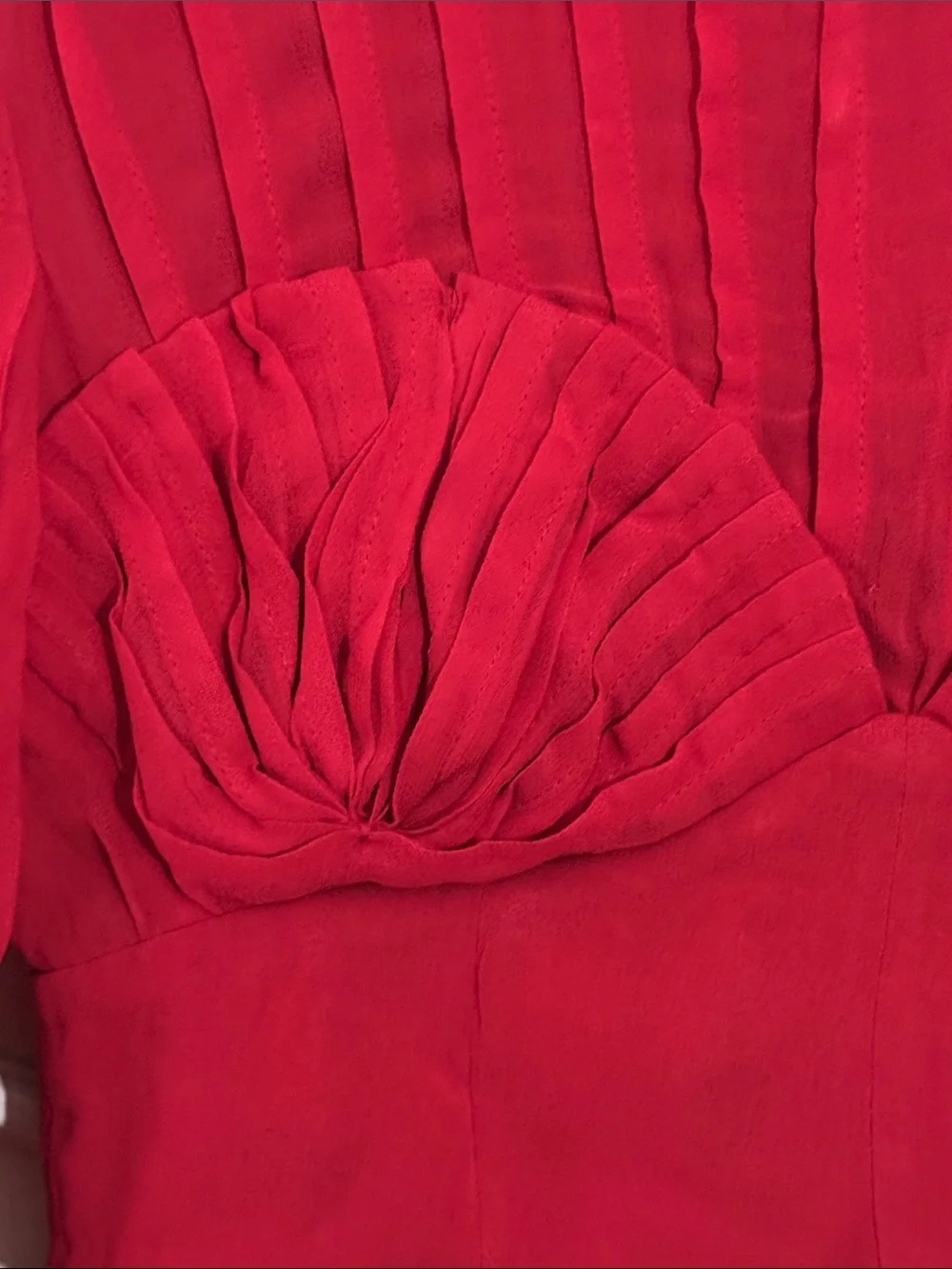 FARM Rio Red Ruffled Sheer Long-Sleeve Peplum Blouse Size Small